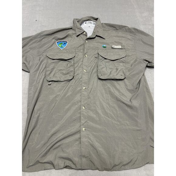 Columbia PFG Shirt Mens 2XL Gray Performance Fishing Cape Back Short Sleeve - Picture 1 of 9